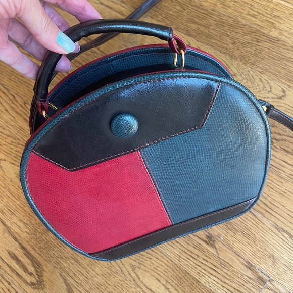 Vintage RED & Green Two Tone Purse - Vintage Crossbody Bag - Picture 3 of 4